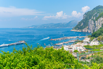 Colorful Capri coastline on a sunny day