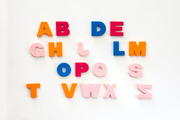 Incomplete alphabet of multicolored letters