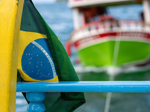 brazilian flag on the beach