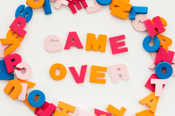 Word made up of multicolored letters. Game over