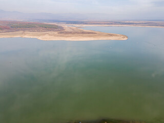 Aerial view of Pyasachnik (Sandstone) Reservoir, Bulgaria