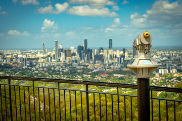 Brisbane, Australia - City lookout as seen from Mount Coot-Tha Summit Lookout