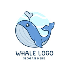 cute whale logo mascot with splash