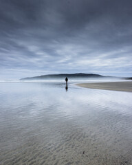 Moody beach person