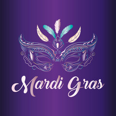 Carnival mask in a mardi gras poster - VEctor © Rosustock