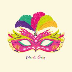 Carnival mask in a mardi gras poster - VEctor © Rosustock