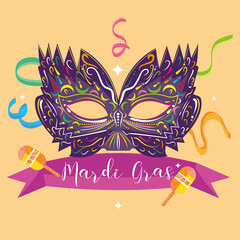 Carnival mask in a mardi gras poster - VEctor © Rosustock