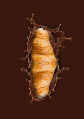chocolate splash croissant drops on chocolate