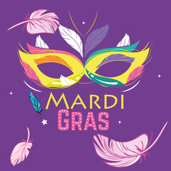 Carnival mask in a mardi gras poster - VEctor © Rosustock