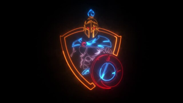 Spartan Warrior with Shield Animated Logo Loop Graphic Element