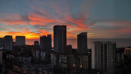 sunset over the city