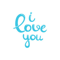 Obraz premium I love you hand written brush lettering. Mothers day lovely greeting quote, isolated on white. Modern calligraphy. Typographic design for gift cards, posters, labels, tags, t-shirt print