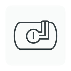 Natural gas tank or cylinder pressure vessel vector icon. Container or equipment for installation in car or vehicle to storage and transportation liquid compressed gas i.e. propane, lpg, lng, and cng.
