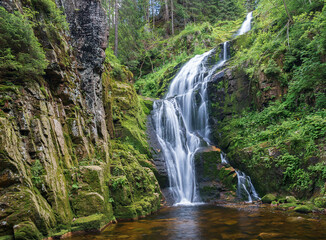 Fototapeta na wymiar Kamieńczyk waterfall. Long exposition with silk effect