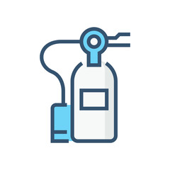 Fire extinguisher vector icon isolated on white. That fire protection device or cylindrical pressure vessel contain dry chemical powder for safety, extinguish or control fire in emergency situation.