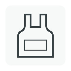 Apron or bib apron icon. That is uniform or garment cover front of body. For chef cooking in kitchen, restaurant. And hygienic reason to protection chef from danger i.e. acid and excessive heat.