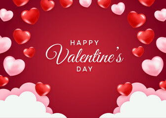 Happy valentines day background with realistic heart