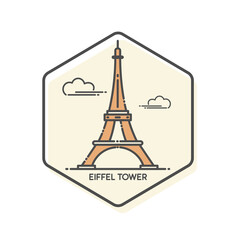 Eiffel Tower - Paris, France Lineal Color Icon. Landmark Buildings Icon Vector Illustration Concept. 