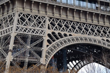 A closeup on the Eiffel Tower