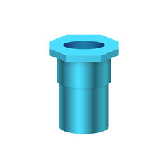 Obraz premium PVC plastic pipe fitting vector icon. Adapter with slip socket opening one end and female NPT thread. Part for installation in pipeline system for plumbing, drainage, waste, vent and water supply.