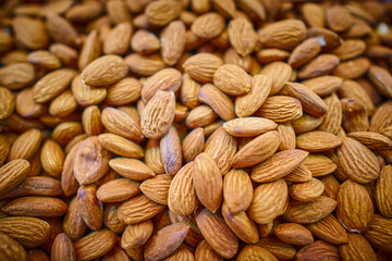 Heap of peeled almonds nut