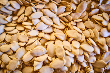 Pumpkin seed on market close-up