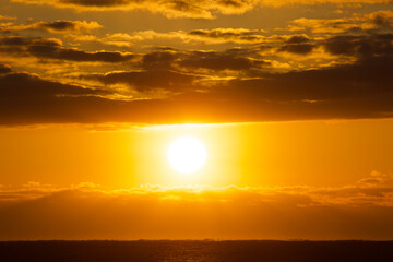 Sun rising over the Pacific ocean in springtime. Close to Tokyo in a place called Chiba. It's very beautiful