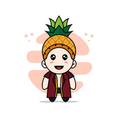 Cute lawyer character design wearing pineapple hat costume.