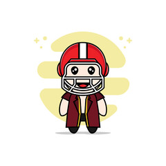 Cute lawyer character design wearing american football helmet costume.