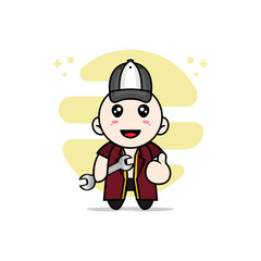 Cute lawyer character design wearing mechanic costume.