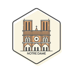 Notre Dame - Paris, France Lineal Icon - Landmarks Building Icon Vector Illustration Concept.