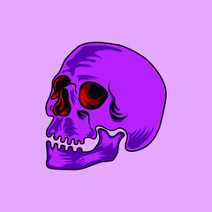 Pink head skull facing sideways
