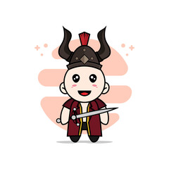 Cute lawyer character wearing gladiator costume.