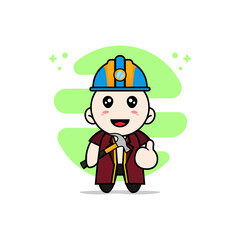 Cute lawyer character wearing builder costume.