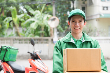 Couriers wear face masks to avoid the coronavirus. During the spread of the coronavirus