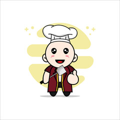 Cute lawyer character wearing chef costume.