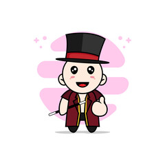 Cute lawyer character wearing magician costume.