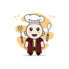 Cute lawyer character wearing chef costume.