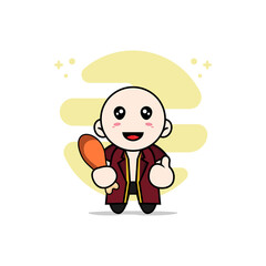 Cute lawyer character holding a chicken meat.
