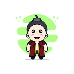 Cute lawyer character wearing boom costume.