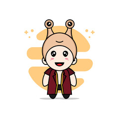 Cute lawyer character wearing snail costume.