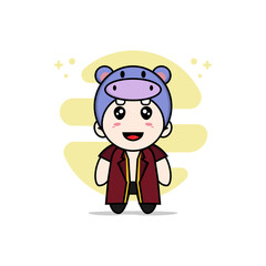 Cute lawyer character wearing hippopotamus costume.