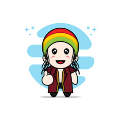 Cute lawyer character wearing reggae costume.