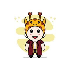 Cute lawyer character wearing giraffe costume.