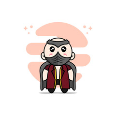Cute lawyer character wearing superhero costume.