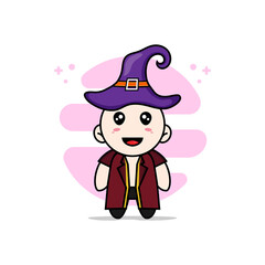 Cute lawyer character wearing witch hat.