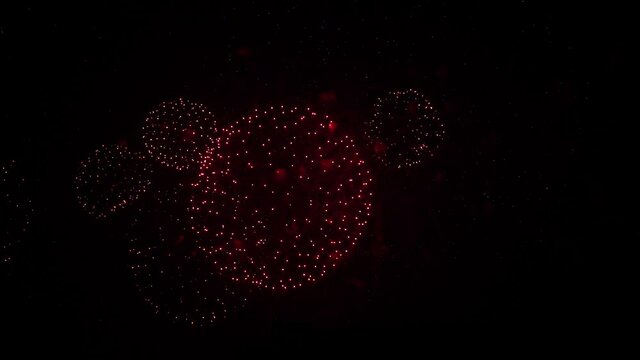 Real Fireworks on Deep Black Background Sky, beautiful colorful Fireworks Shiny Display at Night, 180 FPS slow motion.