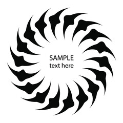 Black rounded abstract shape. Geometric art. Design element for round logo, prints, tattoo, sign, symbol, abstract background, template and textile pattern