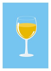 Orange juice in a glass cup. Simple flat illustration