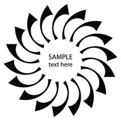 Black radial abstract shape. Geometric art. Design element for round logo, prints, tattoo, sign, symbol, abstract background, template and textile pattern